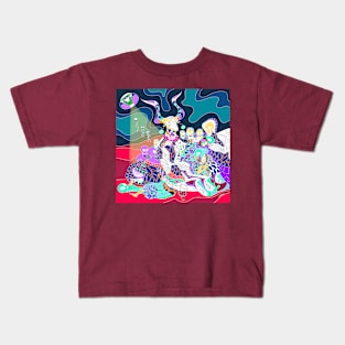 the demon the goat and the alien witches Kids T-Shirt